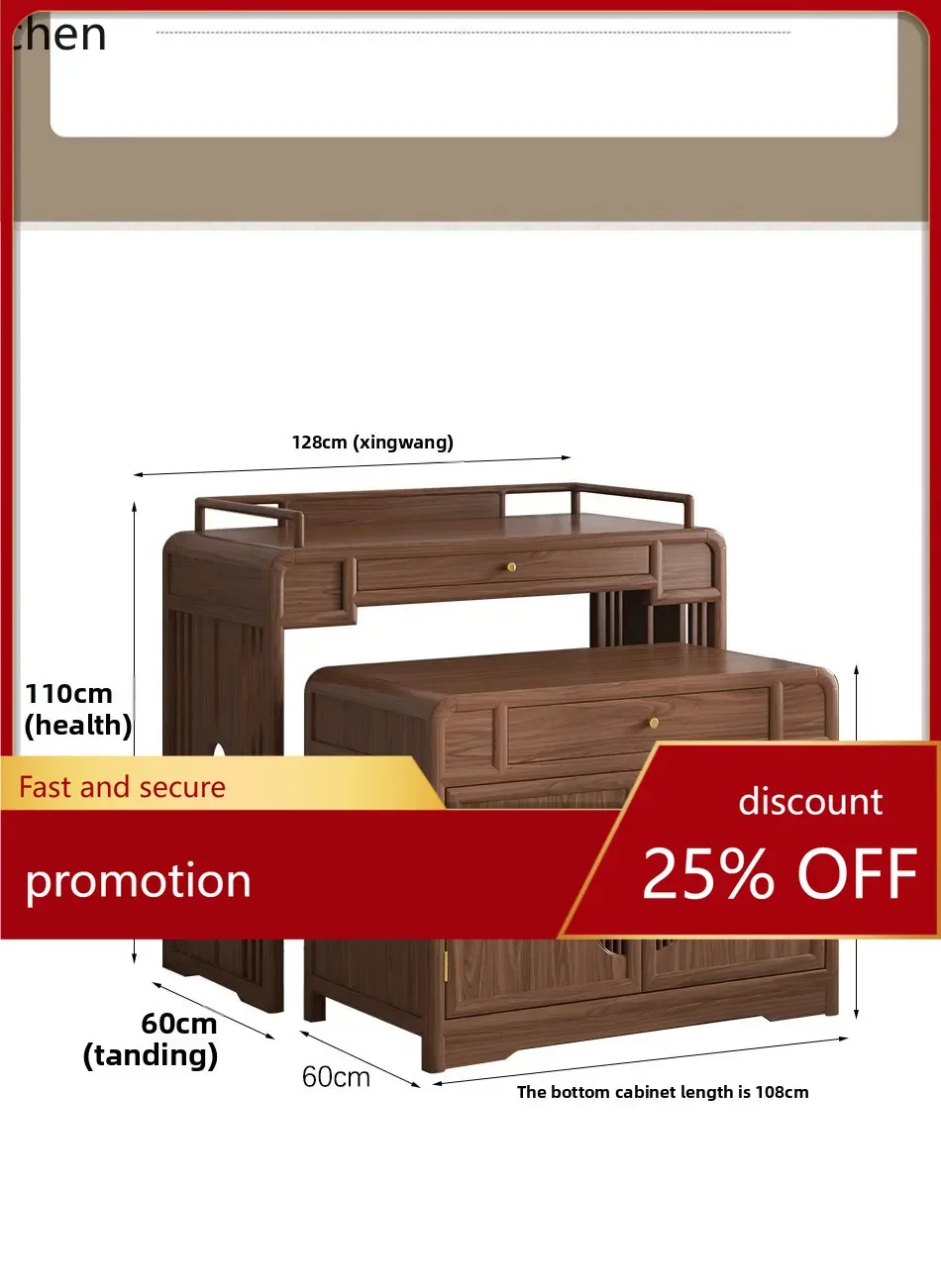 ZML Solid Wood Household Cabinet Set Altar Incense Table Buddha Altar Buddha Hall Buddha Table Black Walnut Wood