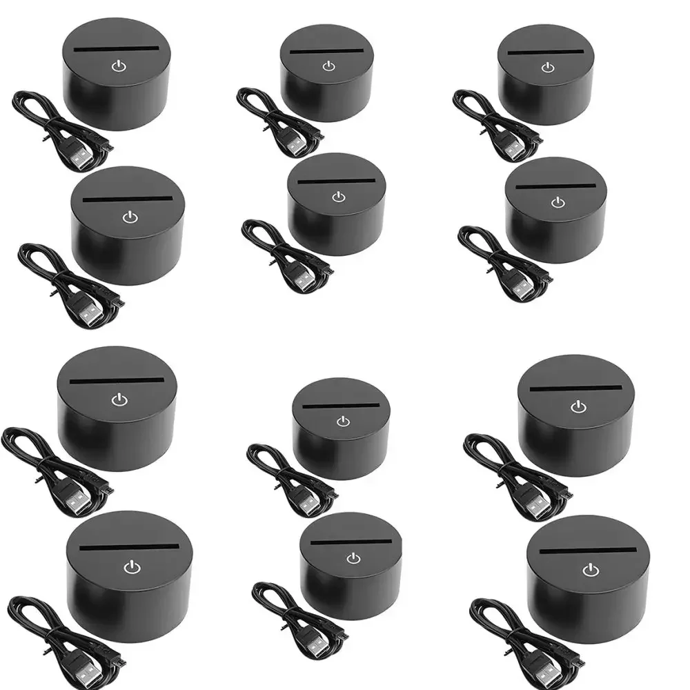 6/12 Stuks 3D Lampvoet Led Nachtlampje Diy Helder Acryl Lakens Rgb Kleur Touch Kinderlampen Slaapkamer decor Kerstcadeau Speelgoed