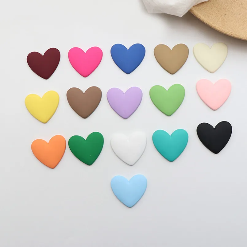 10 PCS 37x35mm Resin Heart Earring Hair Accessories For Jewelry Making DIY Phone Refrigerator Crafts Applique