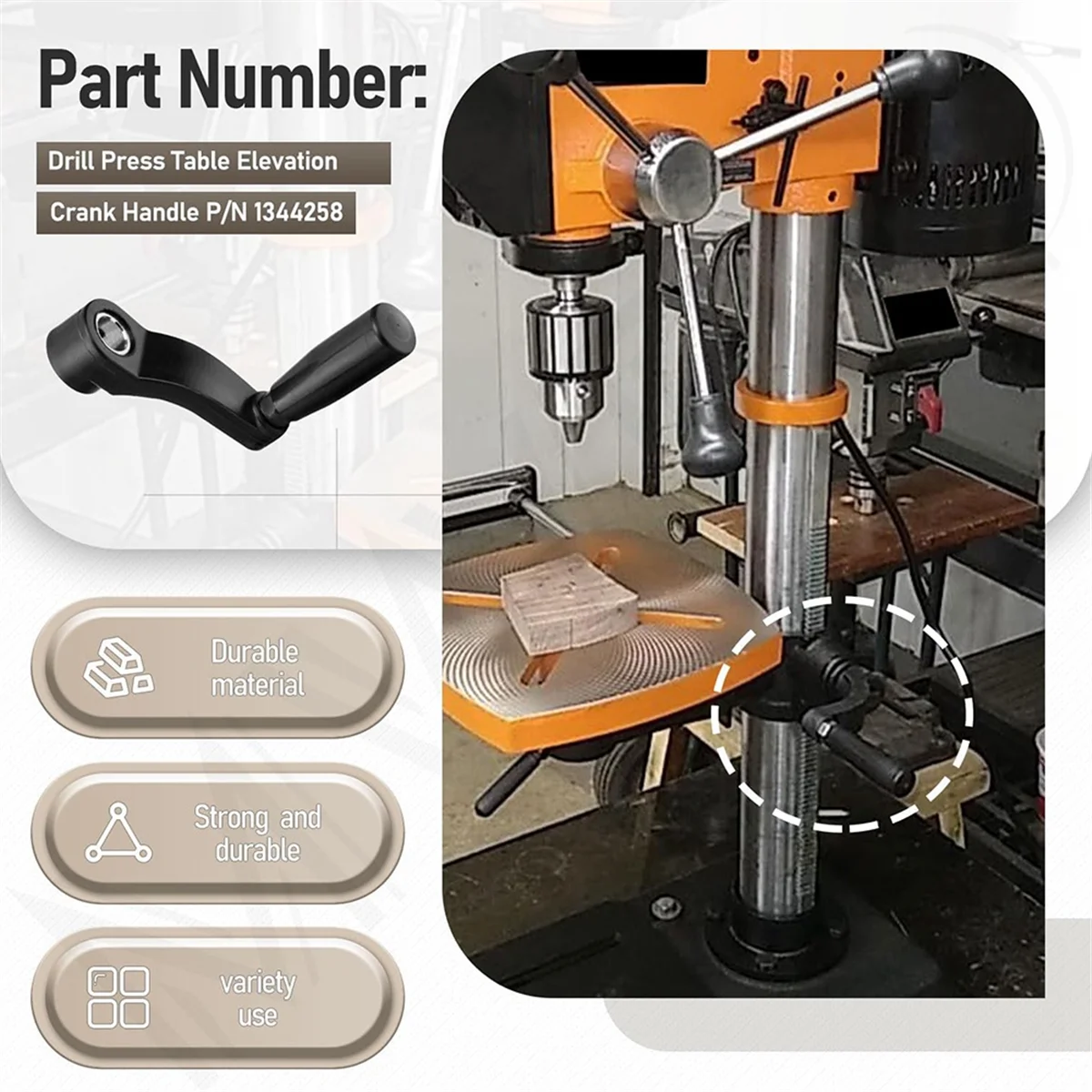 

Drill Press Table Elevation Crank Handle P/N 1344258 for Dri Hot sale tools ting Shaft