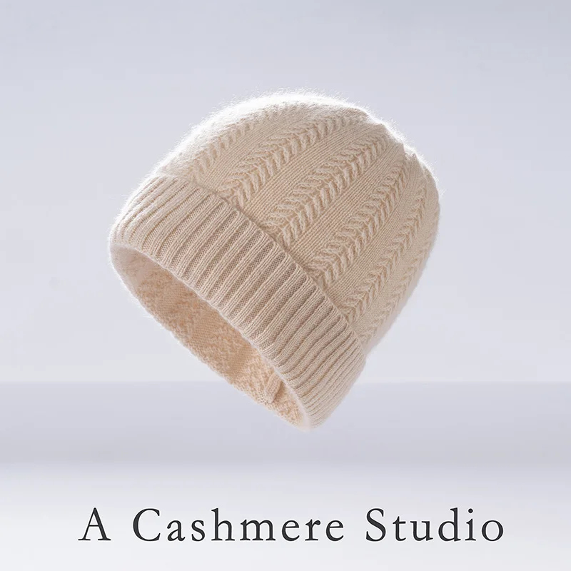 

Новая зимняя шапка-бини для женщин, кашемировые вязаные шапки, модная теплая шапка для пары, женские уличные шапки с манжетами