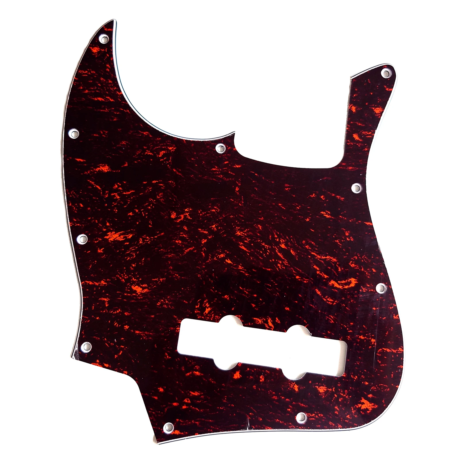 Left-Handed Bass Guitar Pickguard, 4-Ply Red Tortoise, for 4-String Jazz Bass Guitar Parts