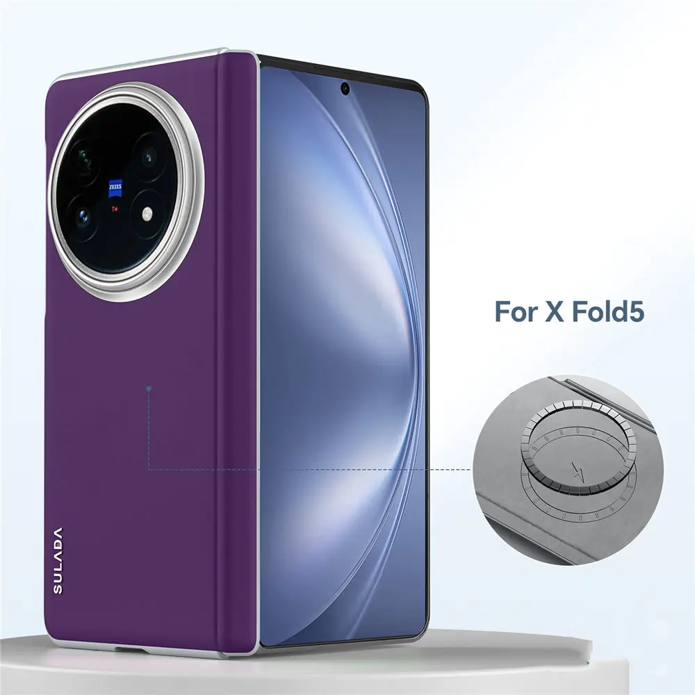 

Магнитный чехол премиум-класса из жидкой кожи для Vivo X Fold5, защитная задняя крышка с петлями