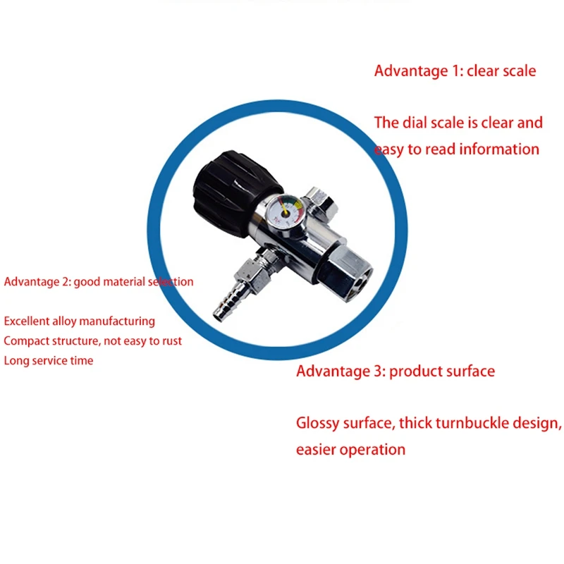Portable Alloy Tool Oxygen Pressure Reducer Mini Welding Anti Fall Argon Gas Meter Clear Scale Rustproof Regulator