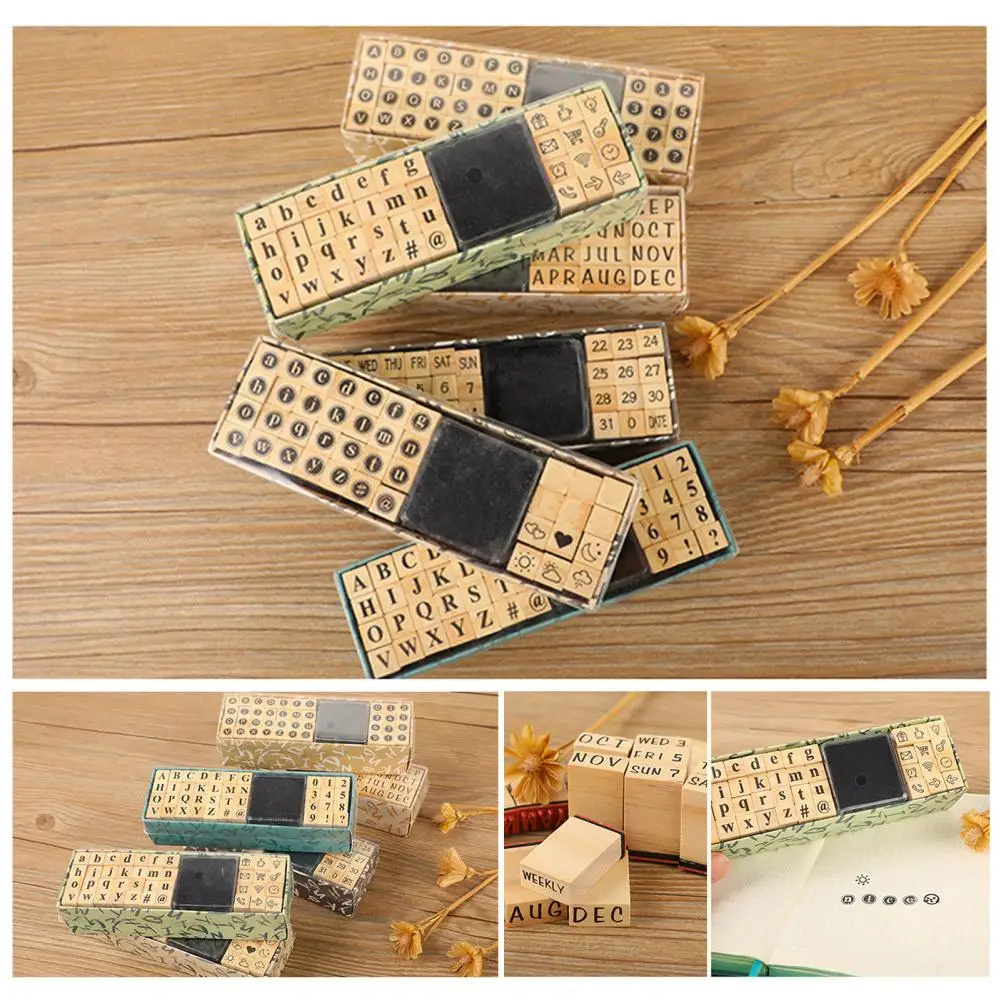 Sellos de madera de sello Retro Para álbum de recortes, letras, números, papelería, artesanía, decoración de álbumes de recortes