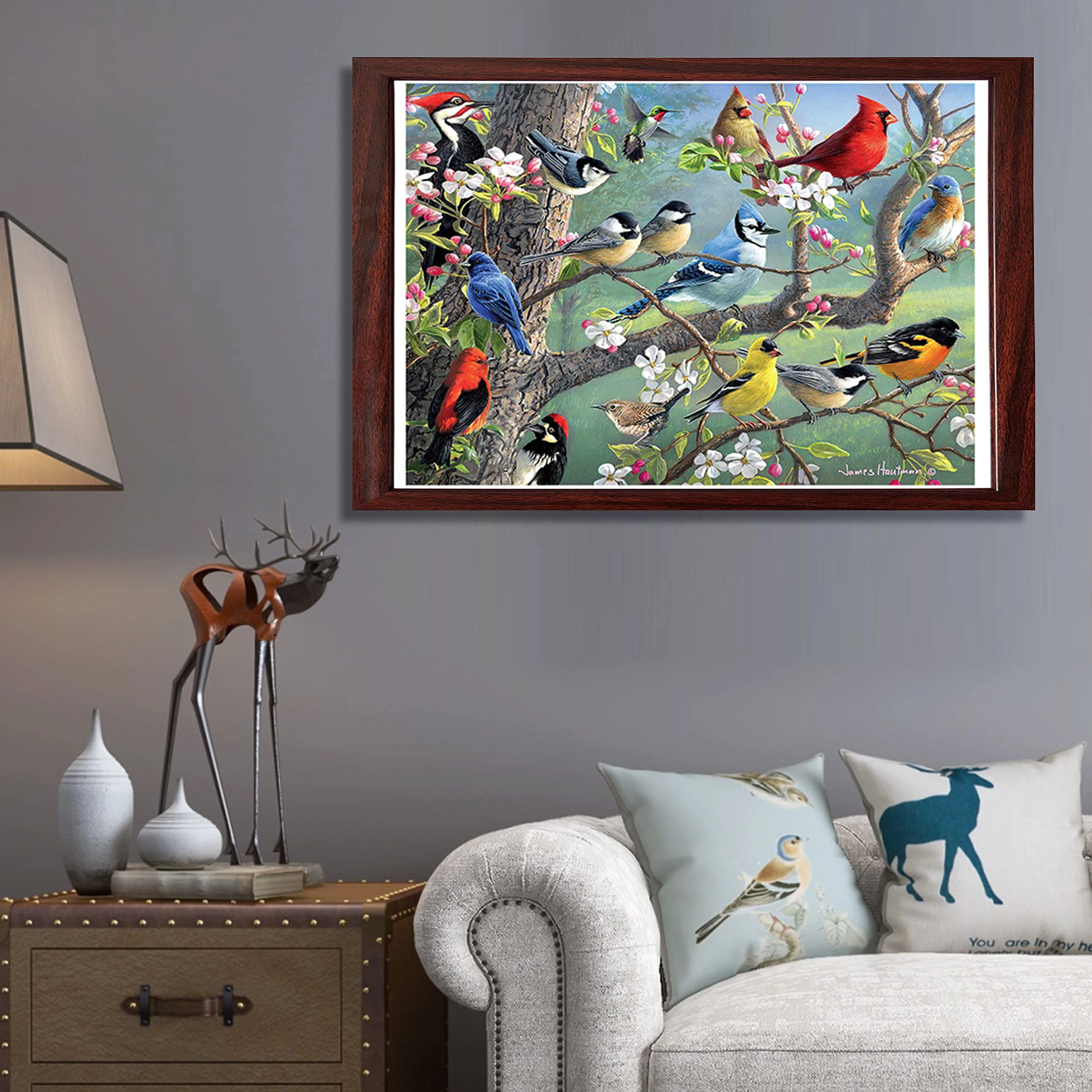 Bird Flock Wooden Jigsaw Puzzle Art, Unique Animal Shaped Pieces, DIY Leisure Game Fun Toy Gift Suitable Family Friends