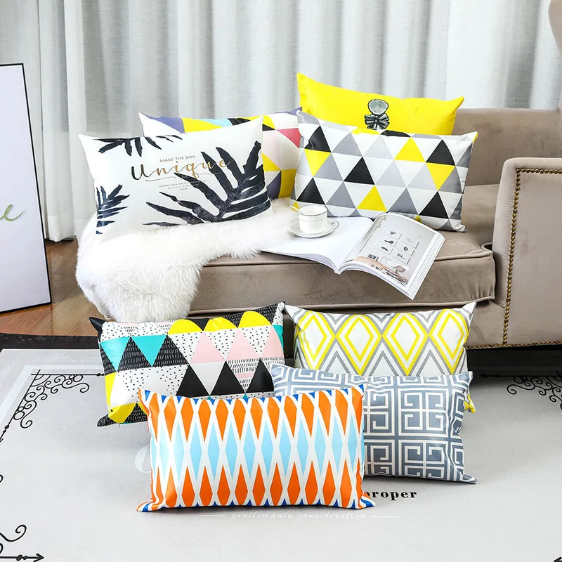 Double-sided length 30*50 cm square geometric cushion living room sofa headboard pillow modern simple throw pillow