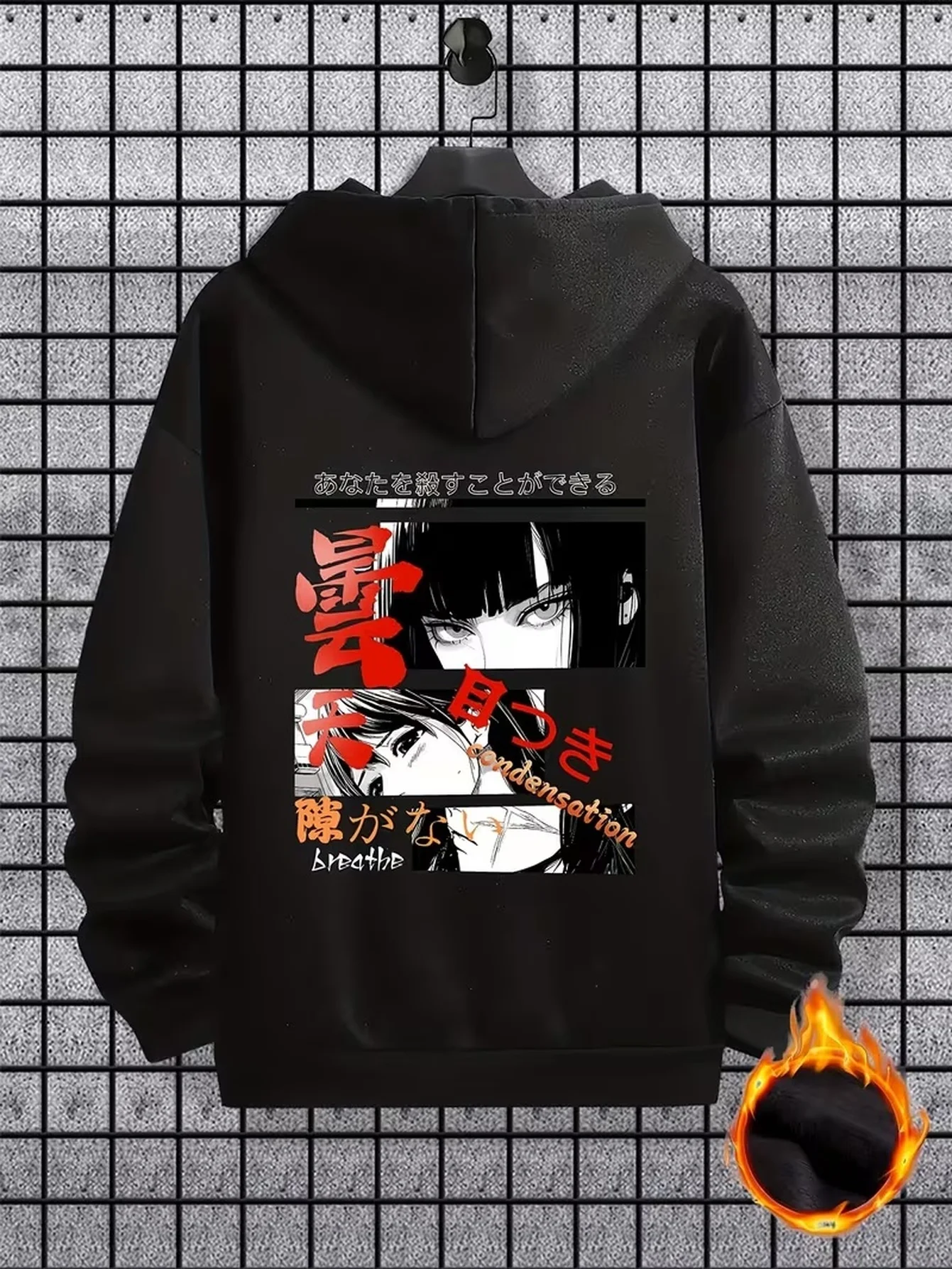 Men's Autumn-Winter Fashion Trend Pullover Hooded Sweater with Cartoon Print for Daily Casual Wear Thick Insulation for Exercise