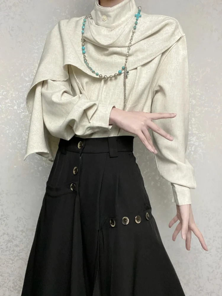 

Victorian Vintage Elegant Shirts Women Gothic Y2k Long Sleeves Irregular Couple's Blouses Female Autumn Casual Punk Unisex Tops