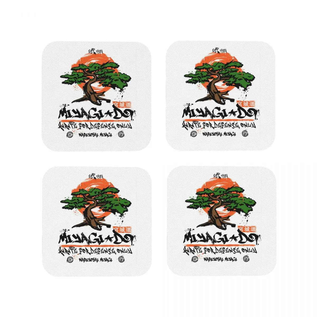 Miyagi Do Karate Coasters Kitchen Placemats Non-slip Insulation Cup Coffee Mats For Decor Home Tableware Pads Set of 4