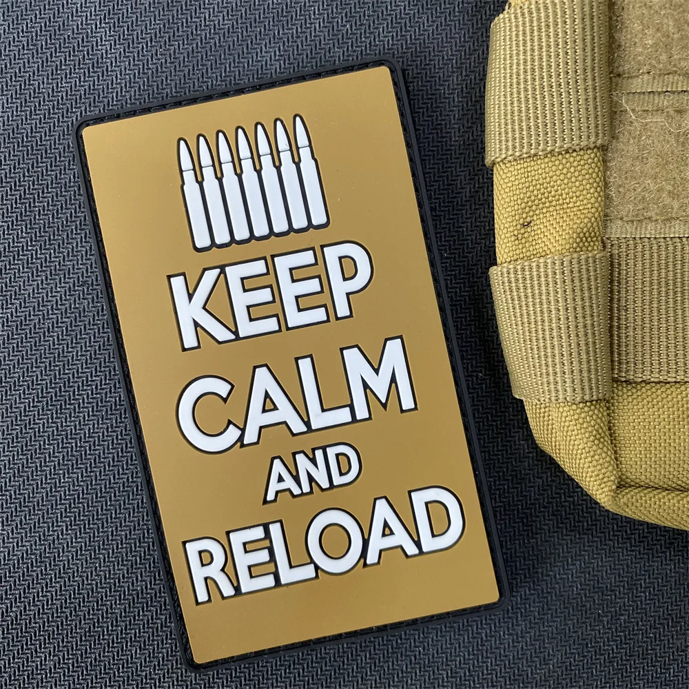 Keep Calm & Reload Rubber PVC Patches Voodoo Tactical VDT07- 0979016000   Plecak taktyczny naklejki morale Bullet odznaka wojskowa