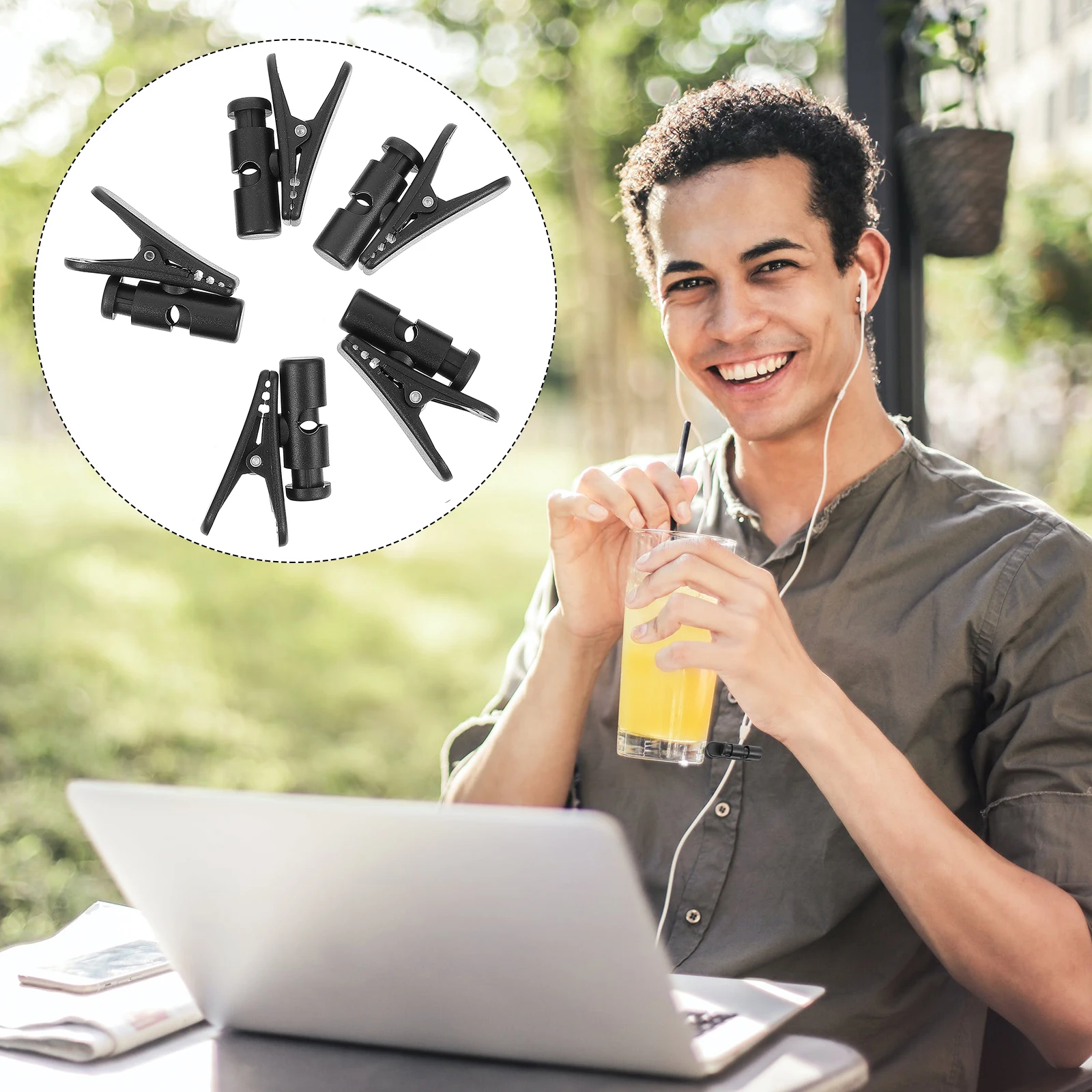

5pcs Simple Headphone Clips Microphone Accessories Lightweight Portable Earphone Holders Strong Clamping Vertical