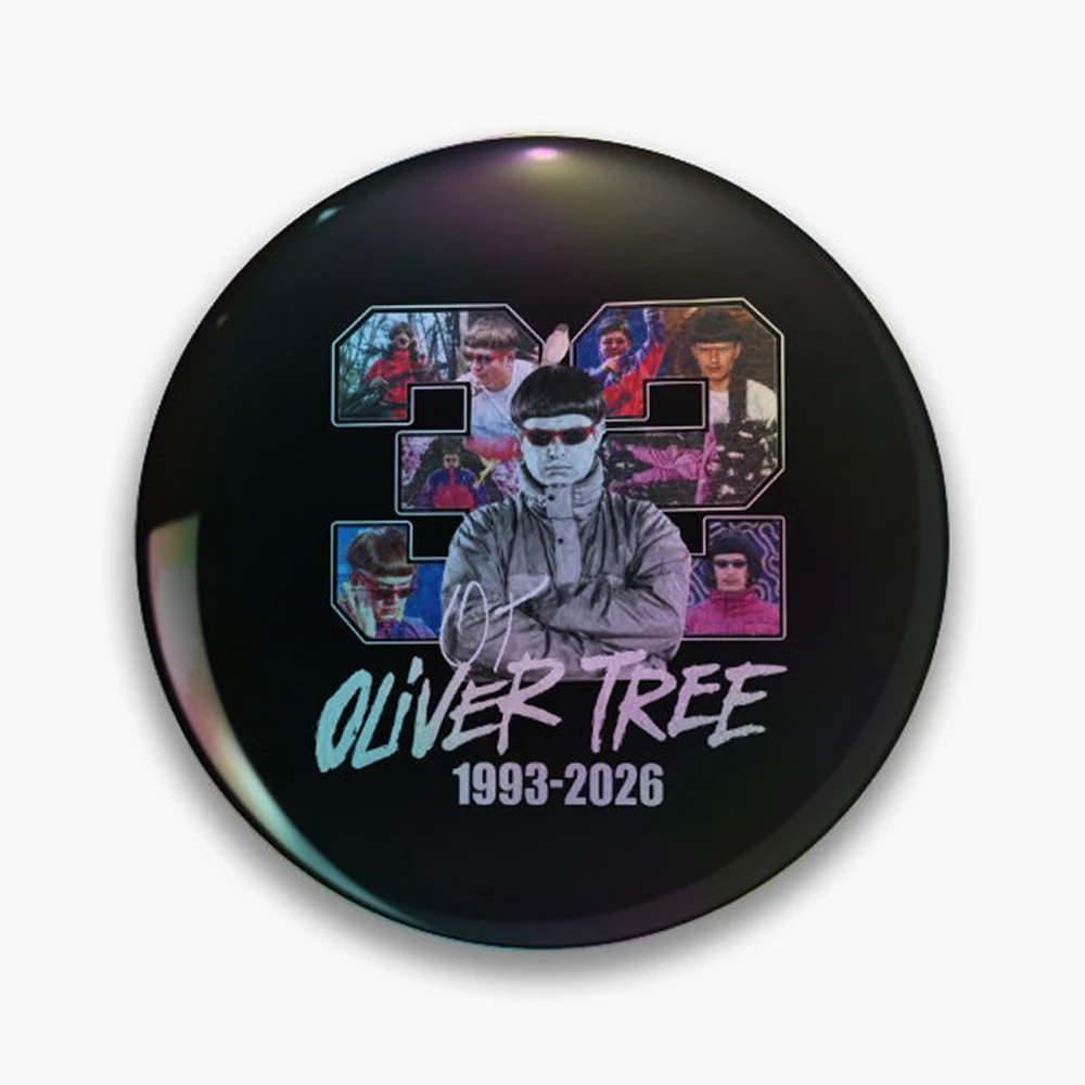 Rip Oliver Tree Memorial Pin Holographic Star Heart Pin Brooches Laminated Button Fashion Accessory