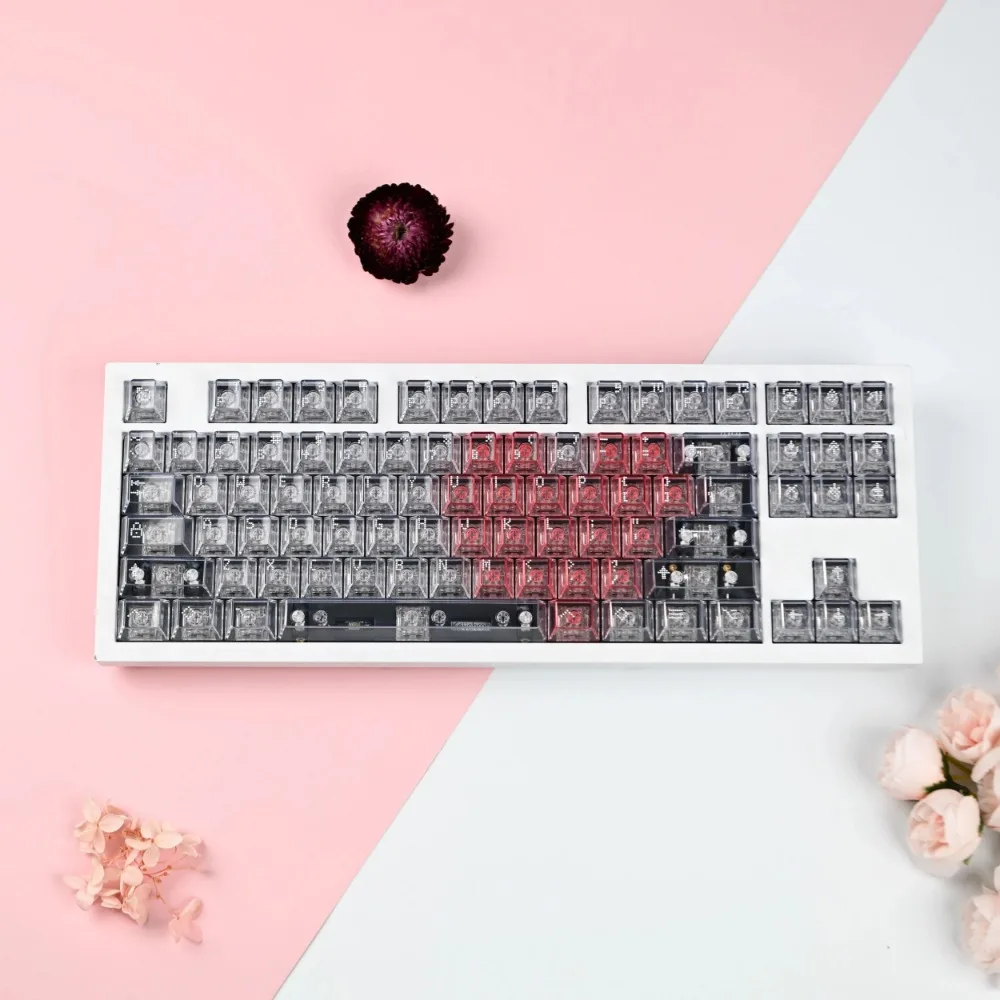 

ECHOME Transparent Love Keycap 145key ABS Custom Pink Translucent Keyboard Cap Cherry Profile Key Cap for Mechanical Keyboard