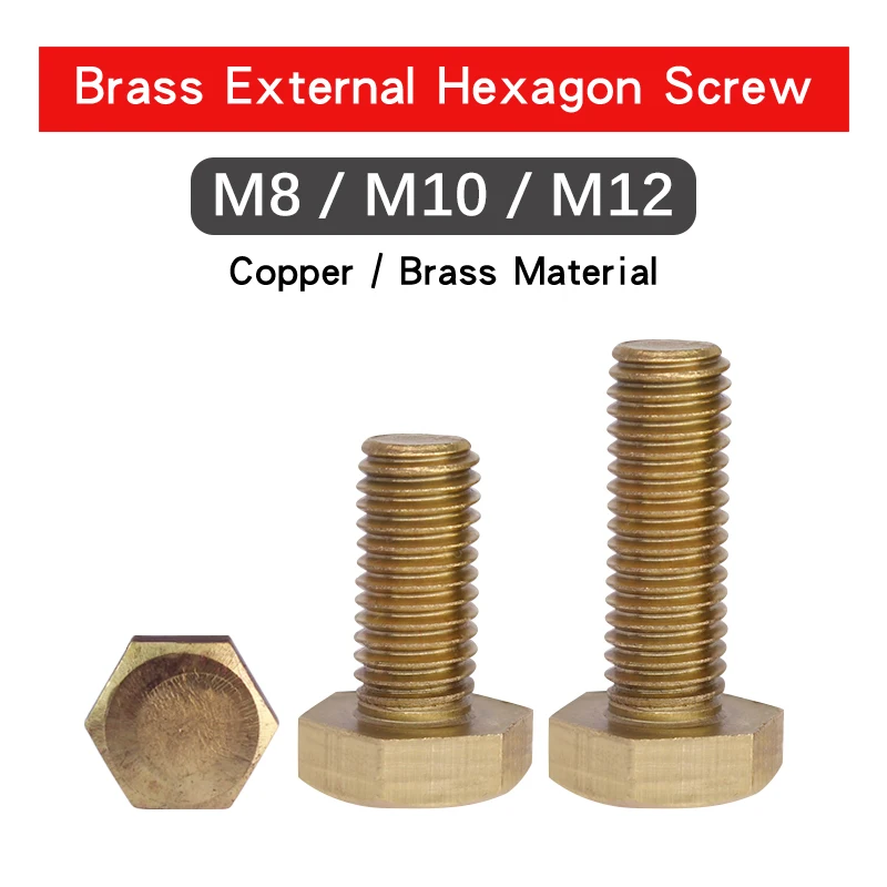 

Brass External Hexagonal Screw Bolt M8 M10 M12 Extended Full Thread Metric Thread Brass screw For Electronics