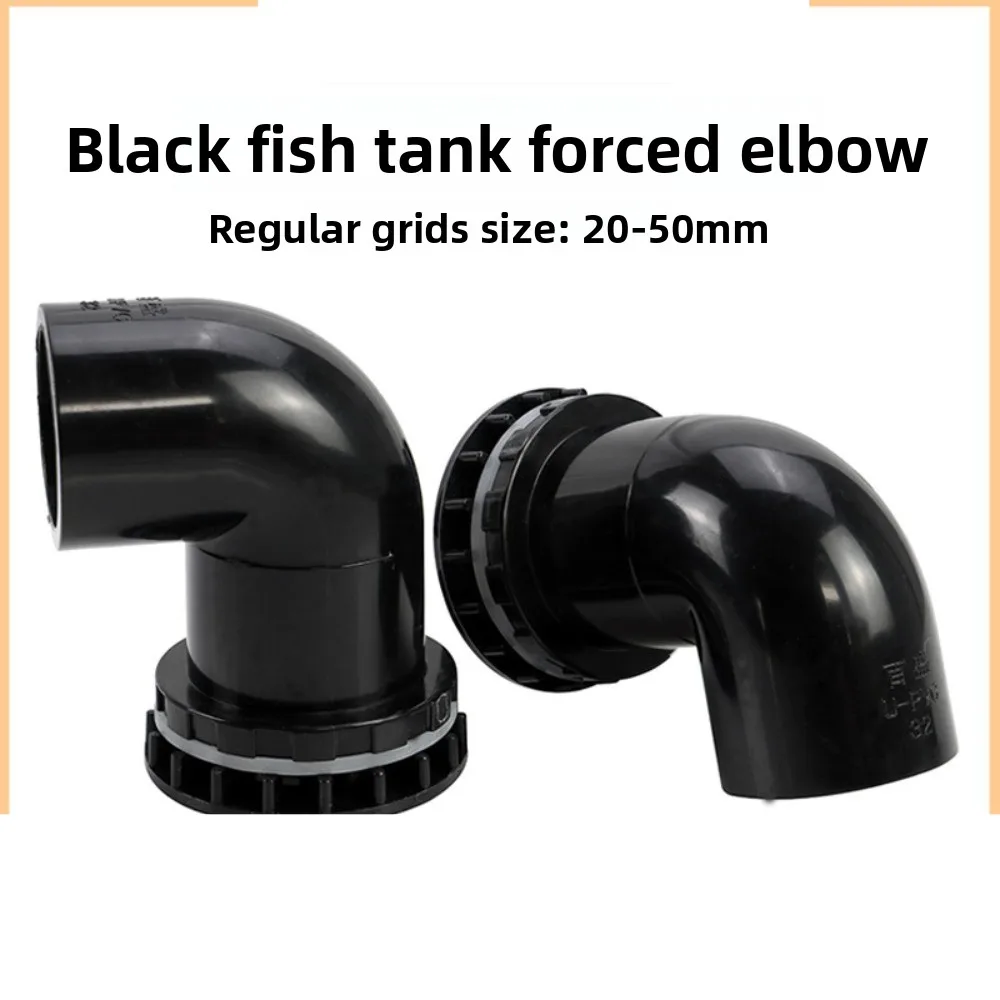 Thicken Aquarium Overflow Joints Garden Irrigation Inlet Outlet Drain Fitting 20~50mm Black PVC Pipe 90° Elbow Direct Connectors