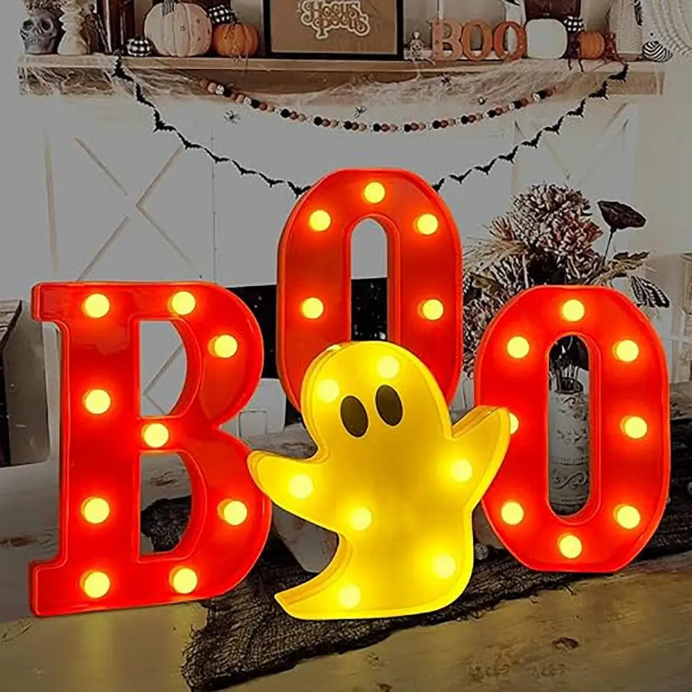 Halloween Decoration Sign Eerie Elegant Home Decor Spooky Led Ghost Table Marquee Letters for Kitchen Wall