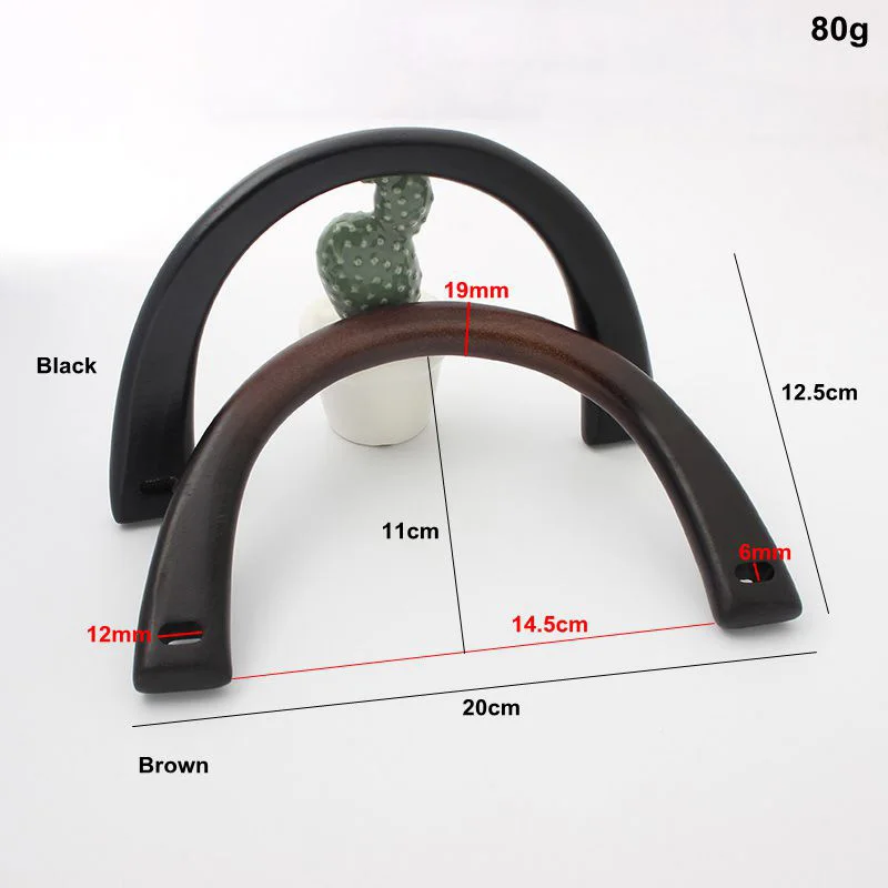 2-10-20PCS 20X12.5CM Black Brown Gradient Wooden Arch Shape Smooth Handles Handbag Handles Purse DIY Bags Handmade Accessories