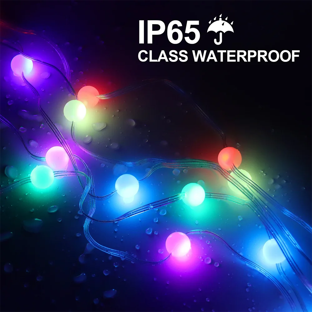 Lampu Peri RGBIC Bluetooth USB 10M 50LED Tali Lampu Natal dengan Aplikasi Remote Control Dekorasi Karangan Bunga Pohon Natal