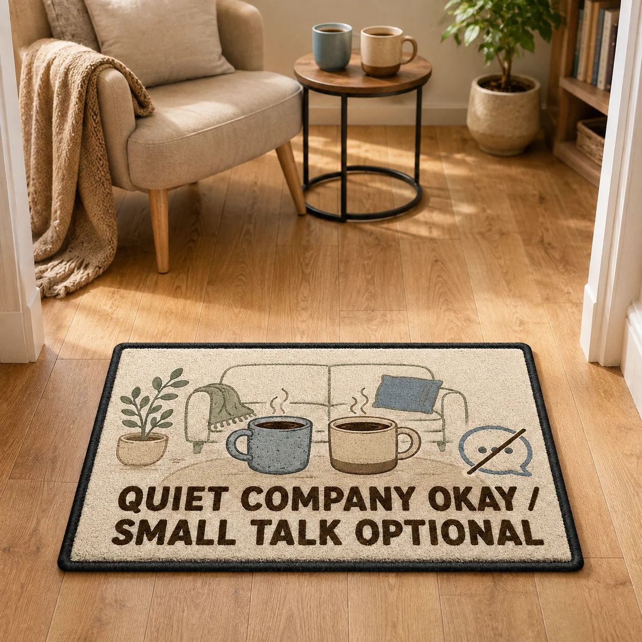 Personalized Funny Welcome Mat Office Business Quiet Company Okay Small Talk Not Okay Rugs for Patio Apartment Entryway Decor
