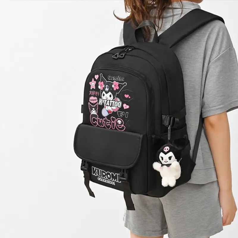  Kuromi Anime Backpack Cute Large Capacity School Bag for Students Cartoon Storage Bookbag College Rucksack Daily Use