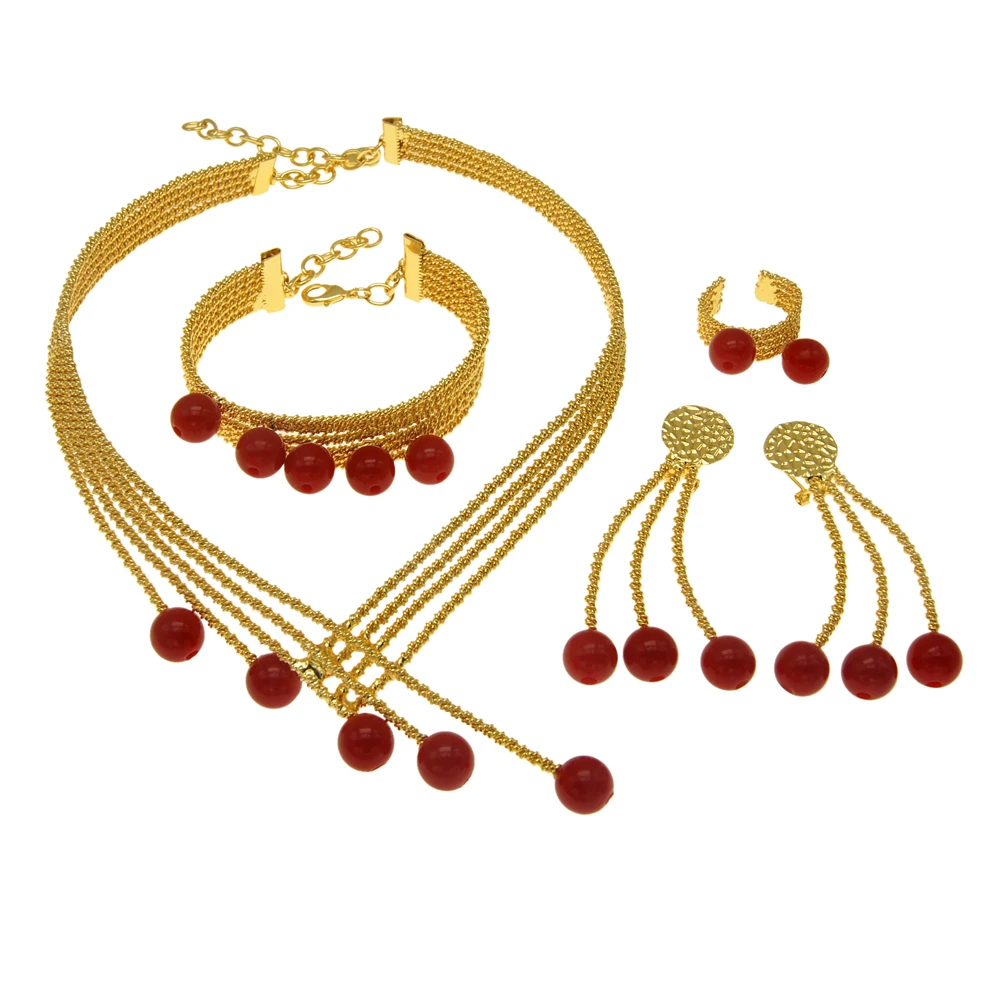 

New fashionable and romantic ladies' jewelry set for wedding banquets in Dubai, Africa, available in gold and silver