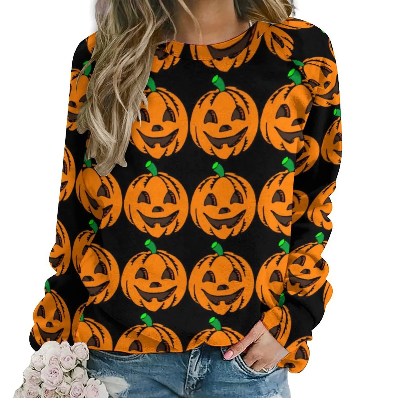 Halloween Print Casual Hoodies Funny Pumpkins Pretty Custom Hoodie Autumn Long Sleeve Fashion Oversize Sweatshirts Birthday Gift