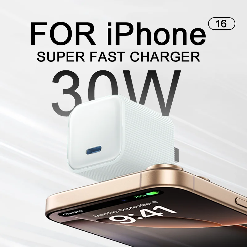 PD 30W For Apple iPhone 16 Pro Max USB Type C Gallium Nitride Super Fast Charger For iPhon 15 Galaxy S24 S23 US EU Safe Charger