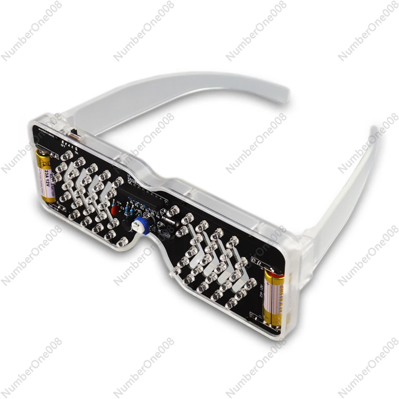 Voice-activated LED Luminous Glasses Making Kit Light Emitting Diode Flash Electronic Parts Fun DIY Welding Exercise