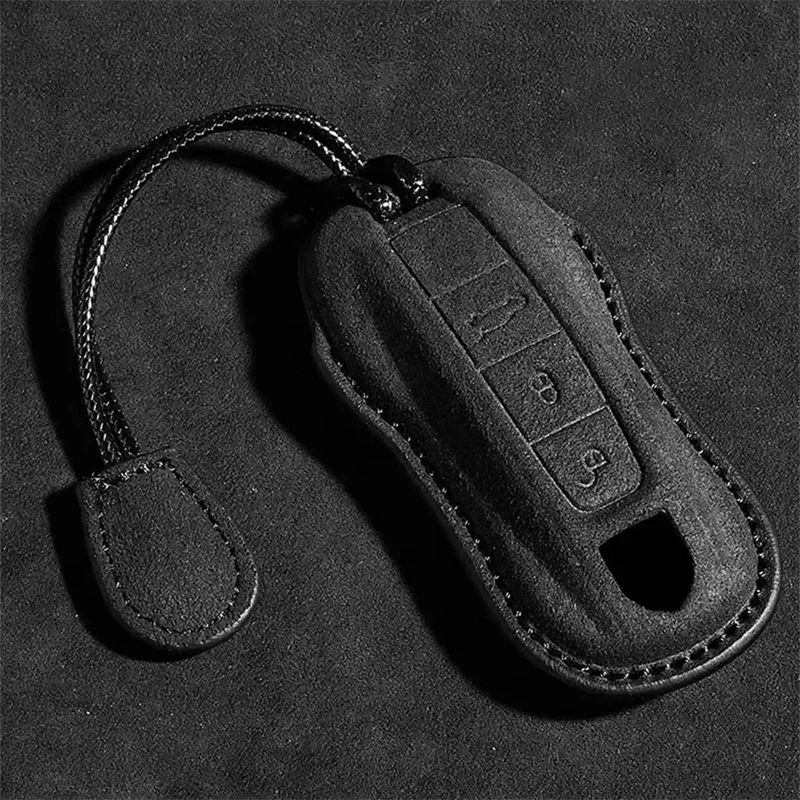 Suede Car Key Case Cover Shell Holder Protector For Porsche 718 Cayenne Panamera 911 Macan Taycan Cayman Boxster Accesseries