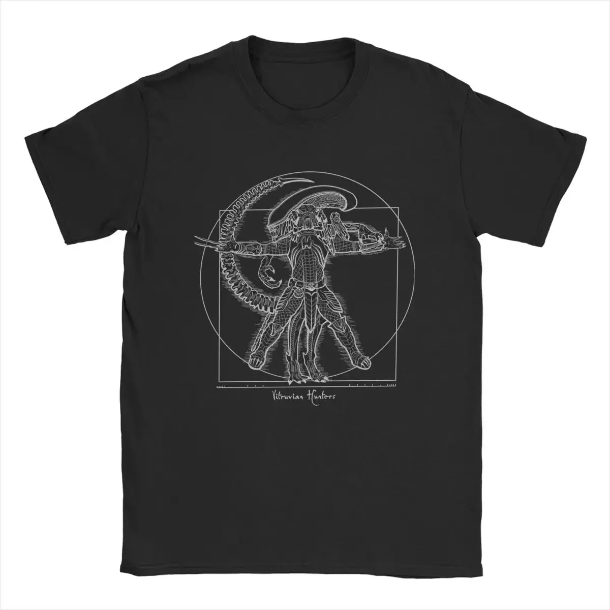 Men Round Neck 100% Cotton T Shirts Short Sleeve Tees New Arrival Tops Vintage Vitruvian Hunters Alien Movie Xenomorph T-Shirt