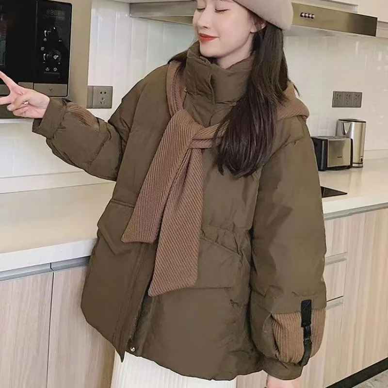 Nuevo Abrigo de algodón para mujer, chaqueta de invierno, Parkas cortas para mujer, prendas de vestir holgadas y gruesas y cálidas, abrigo de moda