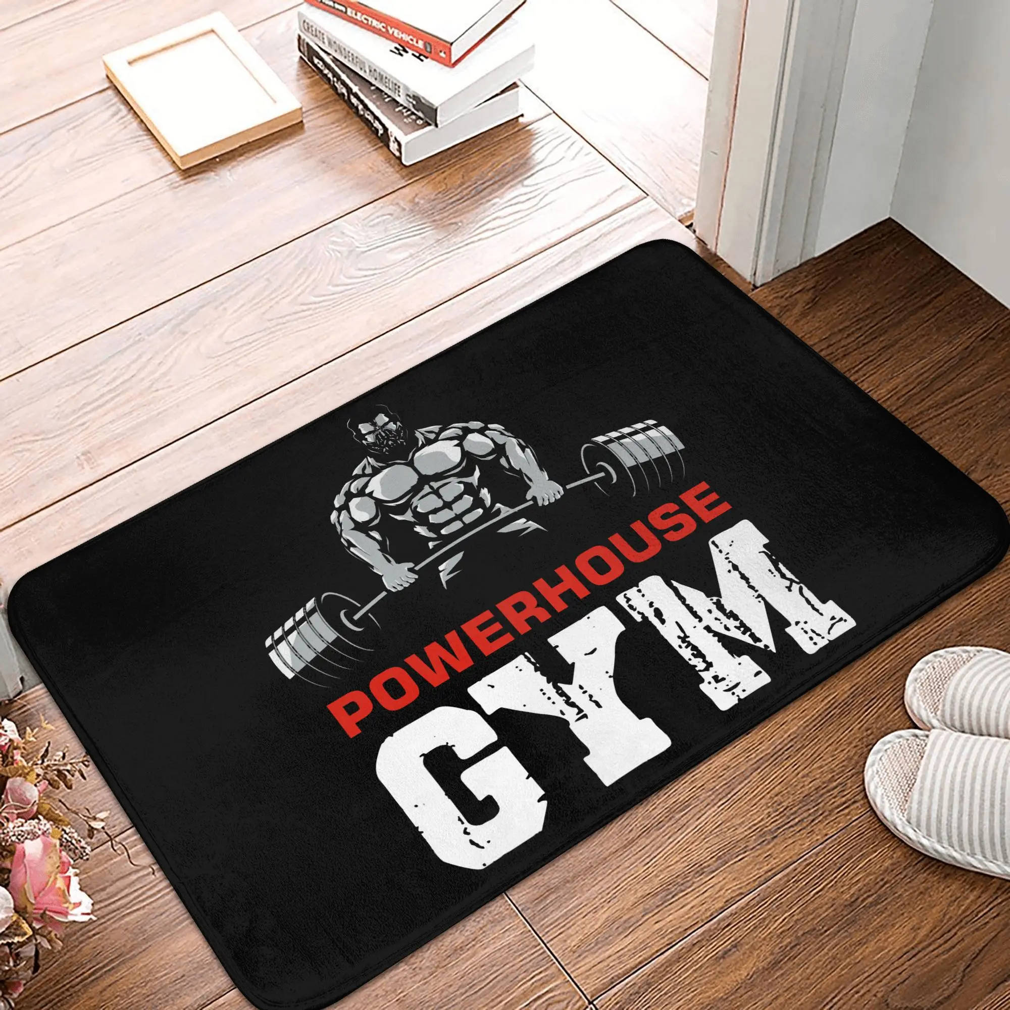 Alfombra antideslizante para puerta delantera de gimnasio, felpudo absorbente para exteriores, para entrada de garaje y jardín, culturismo, Fitness