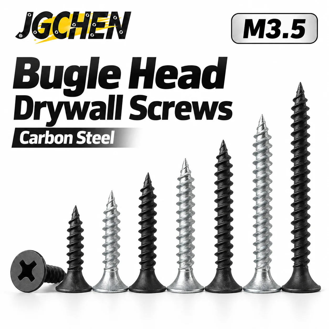 30/50Pcs M3.5 #6 Carbon Steel Drywall Screws Coarse Thread Phillips Bugle Head Self Tapping Wood Screws for DIY Home Repair