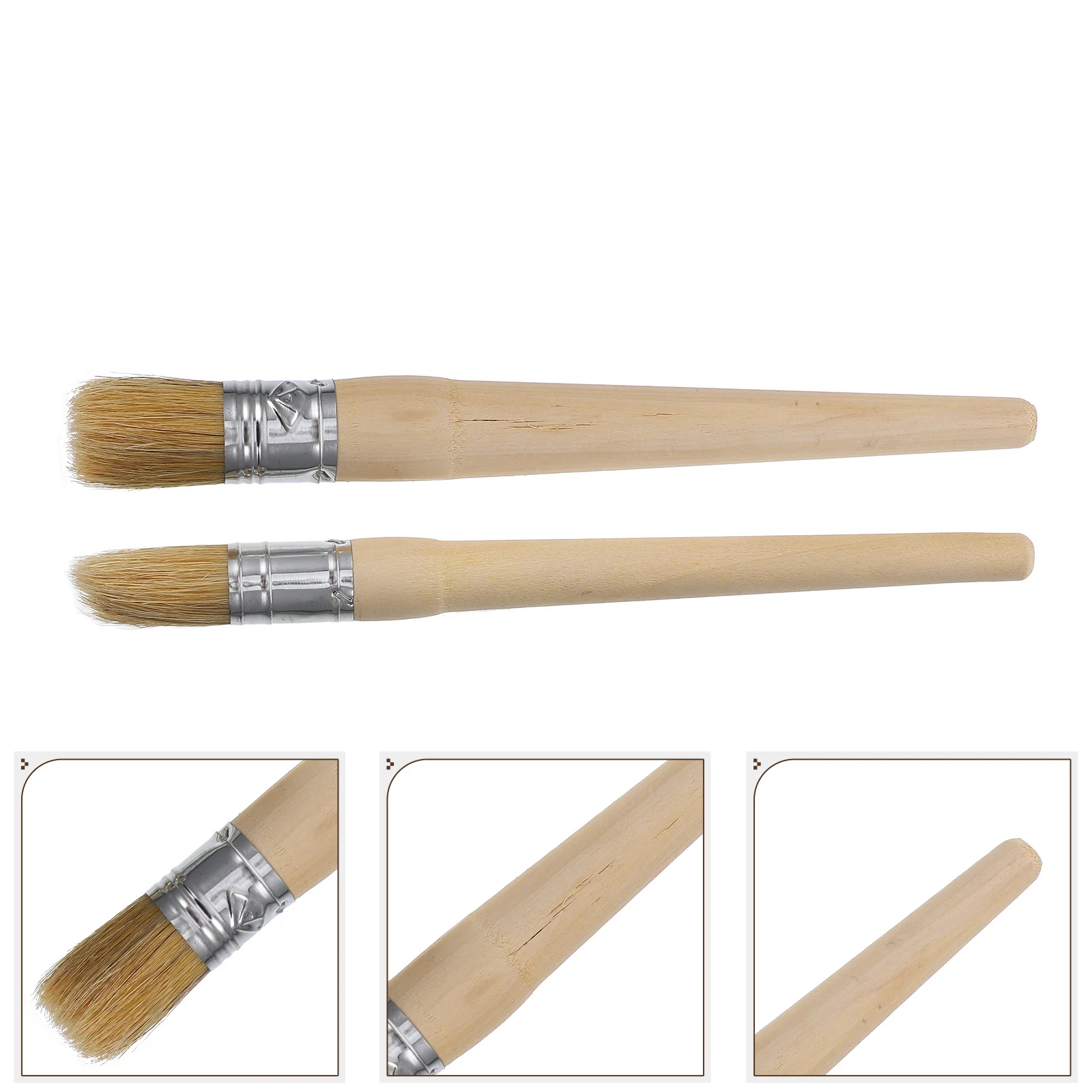 2pcs Professional Paint Brush 20Mm 25Mm Long Handle For Furniture Waxing Wood Decor Painting Brush Tool