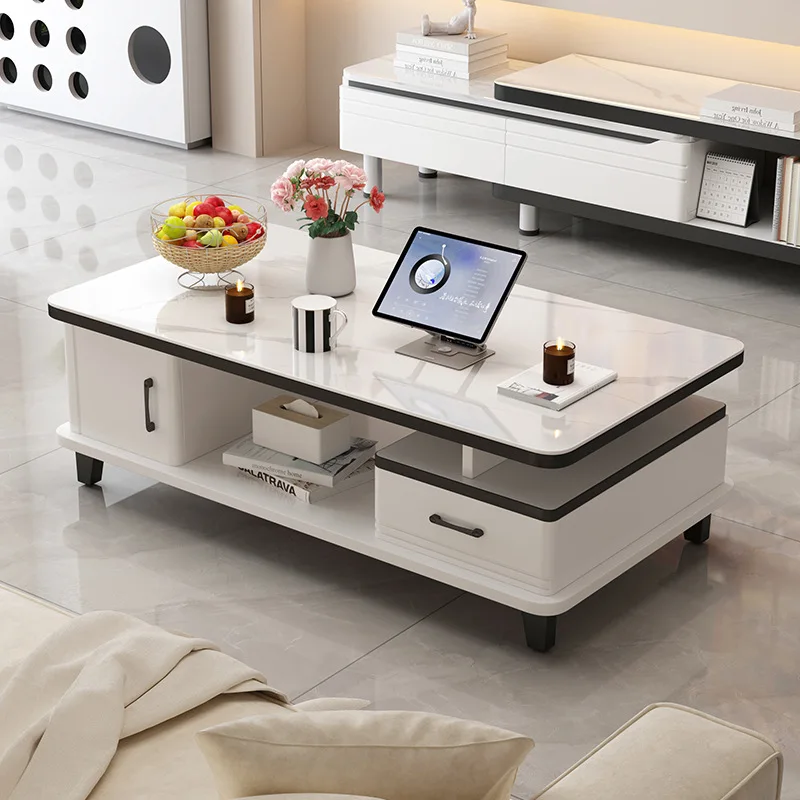 

Hidden Heavy Coffee Table European Glass Drawer Storage Luxury Coffee Table Center Modern Mesa De Centro Sala Furniture Home