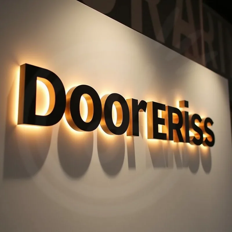 カスタムメイドLEDバックライト付き看板、LED照明付き金属文字、ビジネスストアフロント屋外防水看板