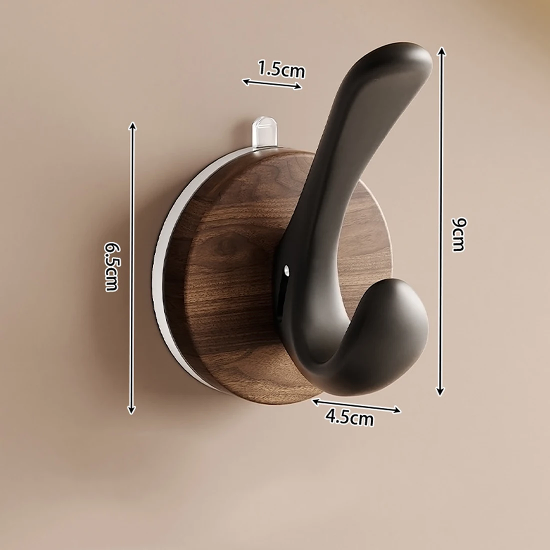 Picture 5: Suction Cup Wooden Material Hook Door Rear Hook Bathroom Strong Load-bearing Seamless Hook Home Decoration