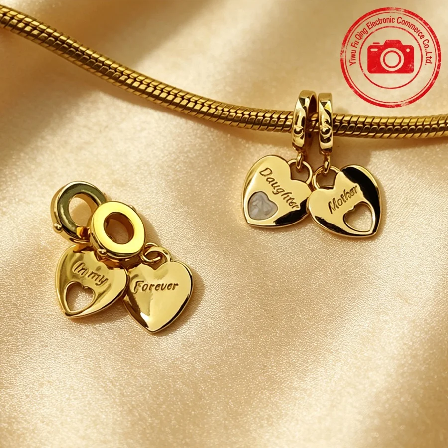 Hot Sale Golden Charms DIY Women Jewelry Gifts Firefly Lucky Clover Pink Daisy Flower Wrapped Heart Beads Fit Original Bracelets