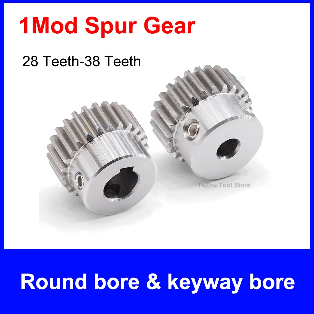 1 Pcs Spur Gear 1Mod 28T-38T Bore Size 6mm-17mm 304 Stainless Steel Transmission Convex Gear 28 Teeth-38 Teeth