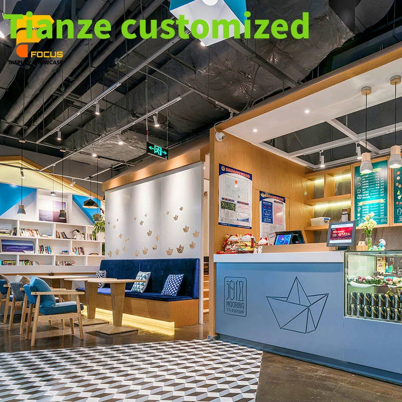 

{customized}Bubble Tea Counter Indoor Custom Restaurant Design Cafe Sales Counter Coffee Shop Furniture