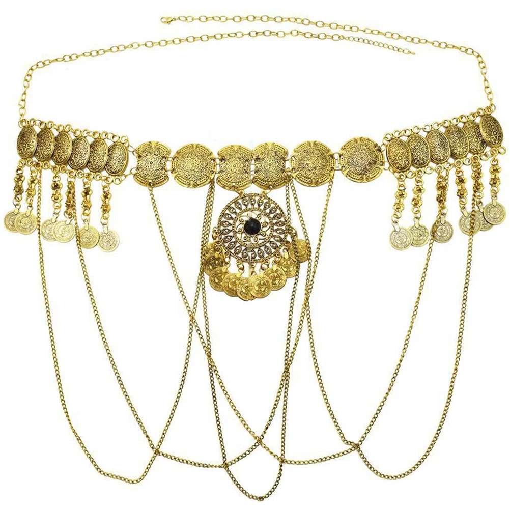 

Tassel Waist Chain Golden Women Belly Lightweight Alloy Material Long Lasting Not Fade