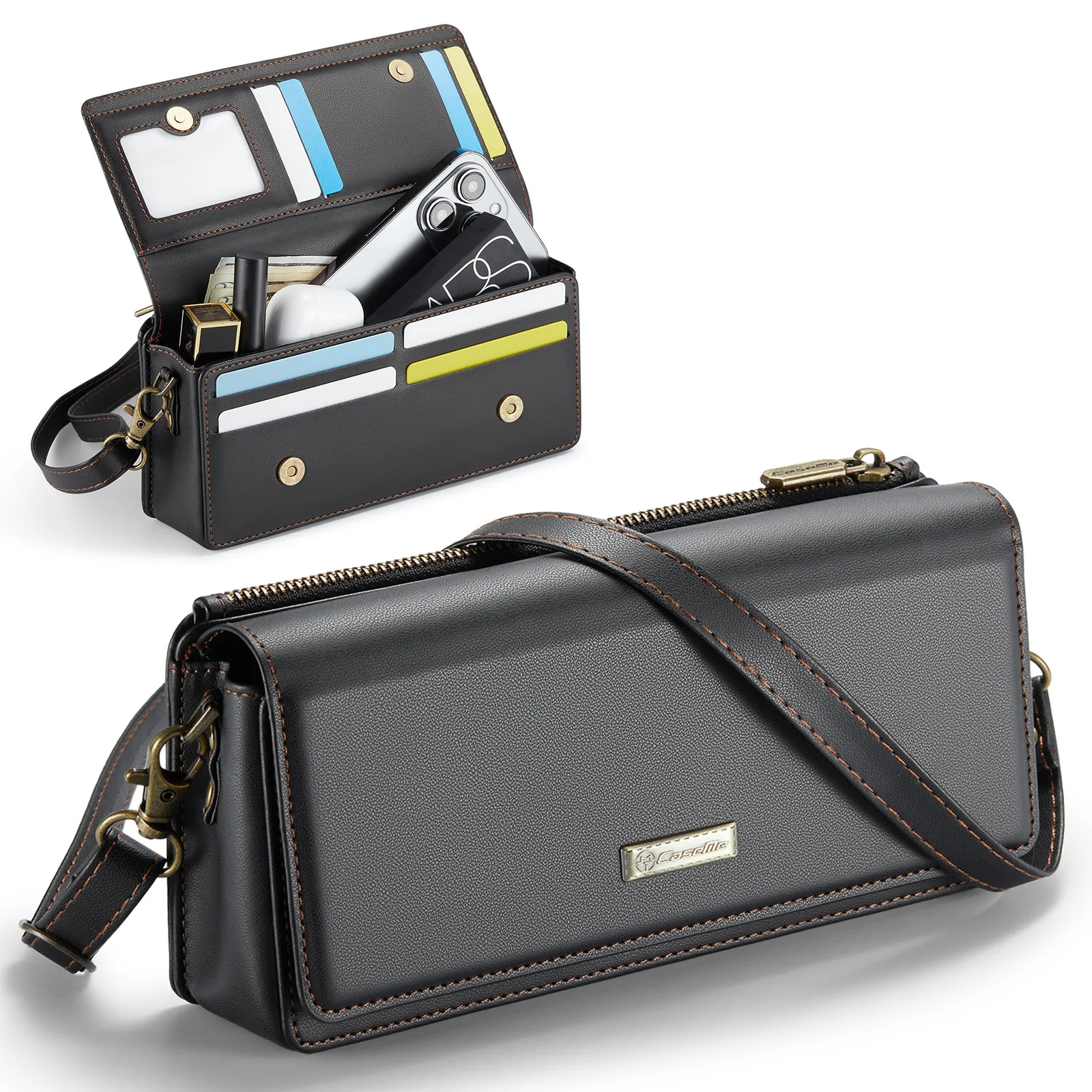 Bolsa de couro RFID para celular, modelo transversal, para BLU Bold K10 G53 G64 G54 Bold K50 C9 View 5, tamanho 21cm*11cm*6cm, com capacidade para 8 cartões.