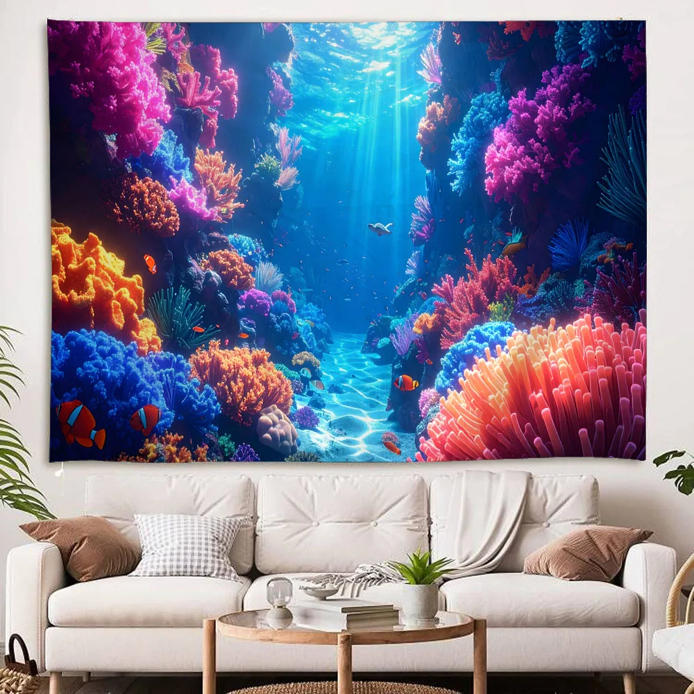 Sparkling Underwater Tapestry Rrippling Waves Wall Decor for Living Room Bedroom Homestay - Water Surface Theme Background Art