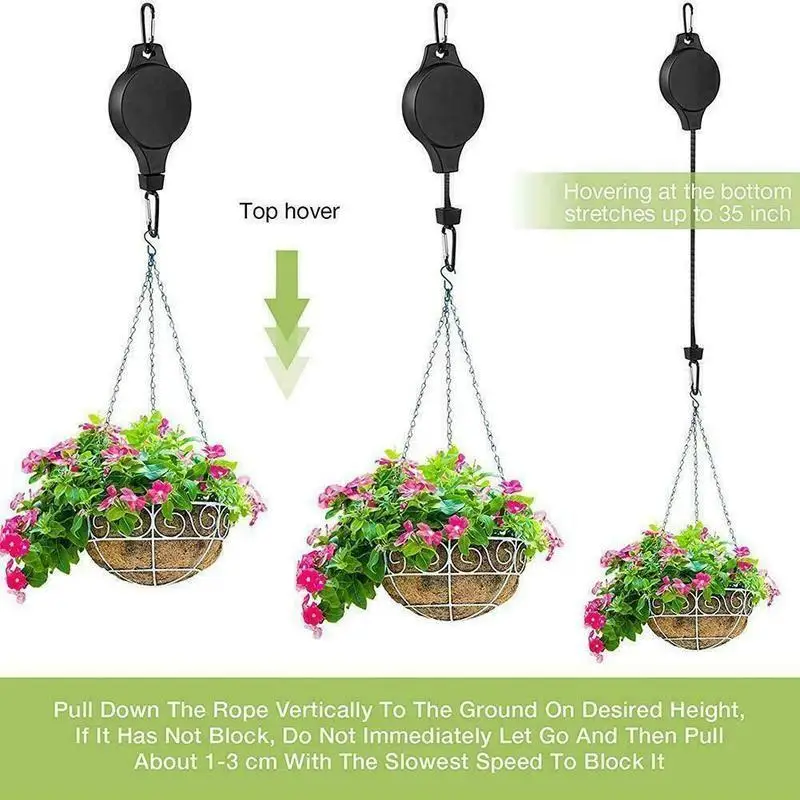 Adjustable Retractable Plant Pulley Hook Heavy Duty Hanger For Flower Pots Bird Feeders Outdoor Garden Accessories