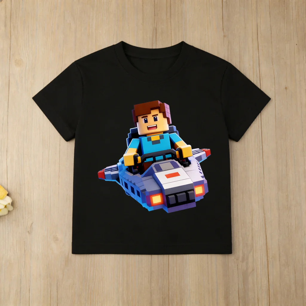 Kids Roblox Multi Block Game Characters Print Black Tee Boys Girls Cotton Summer Casual Top For Little Gaming Toddler