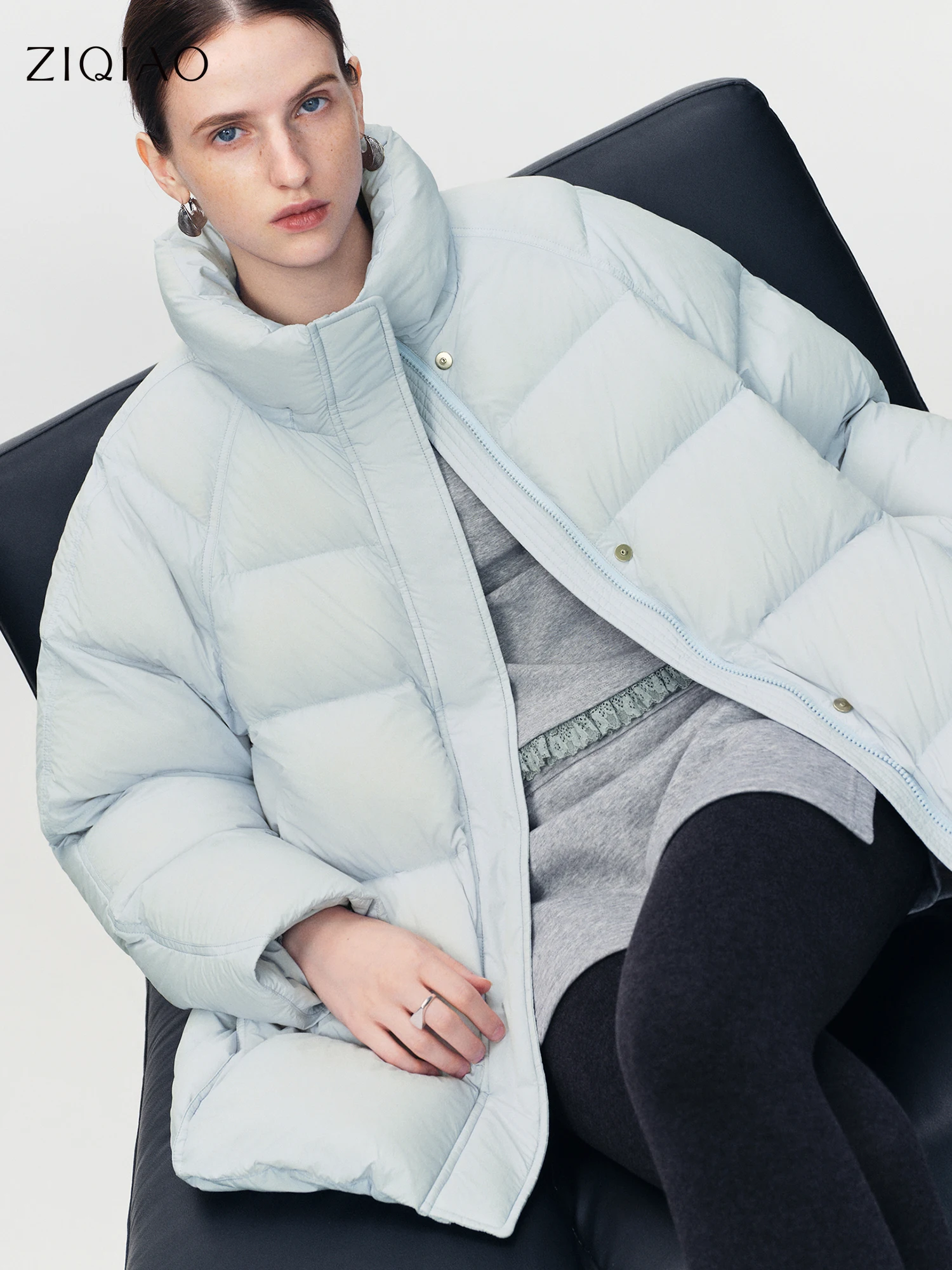 ZIQIAO CraftWool LightWarm Removable Hood Quilted Down Jacket for Petite Women, Winter 2025 New Arrival Thick Quilted Parka