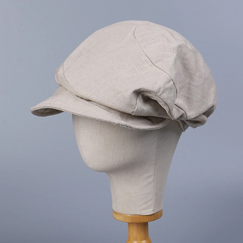 Newsboy Hat Women Octagonal Cap Beret Linen Breathable Thin Spring Summer Painter Accessory For Outdoor Casual