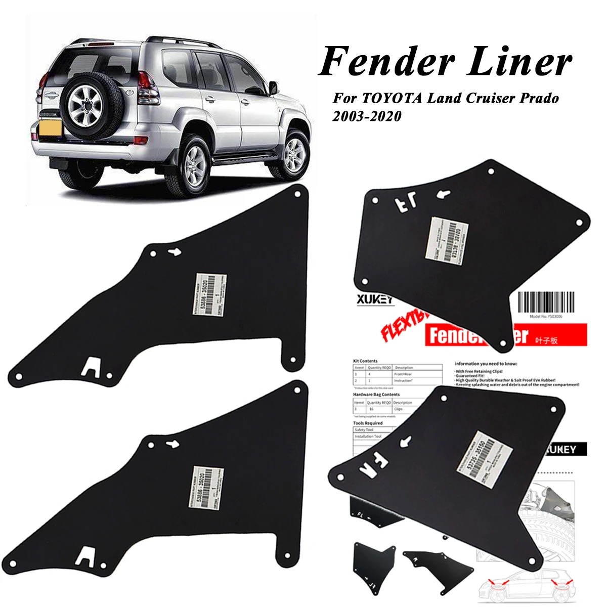 Mud Flaps For Toyota Land Cruiser Prado 03-20 Splash Guards Mudflaps Fender Liners Shield Seal 5388635020 5373535150 5373635150
