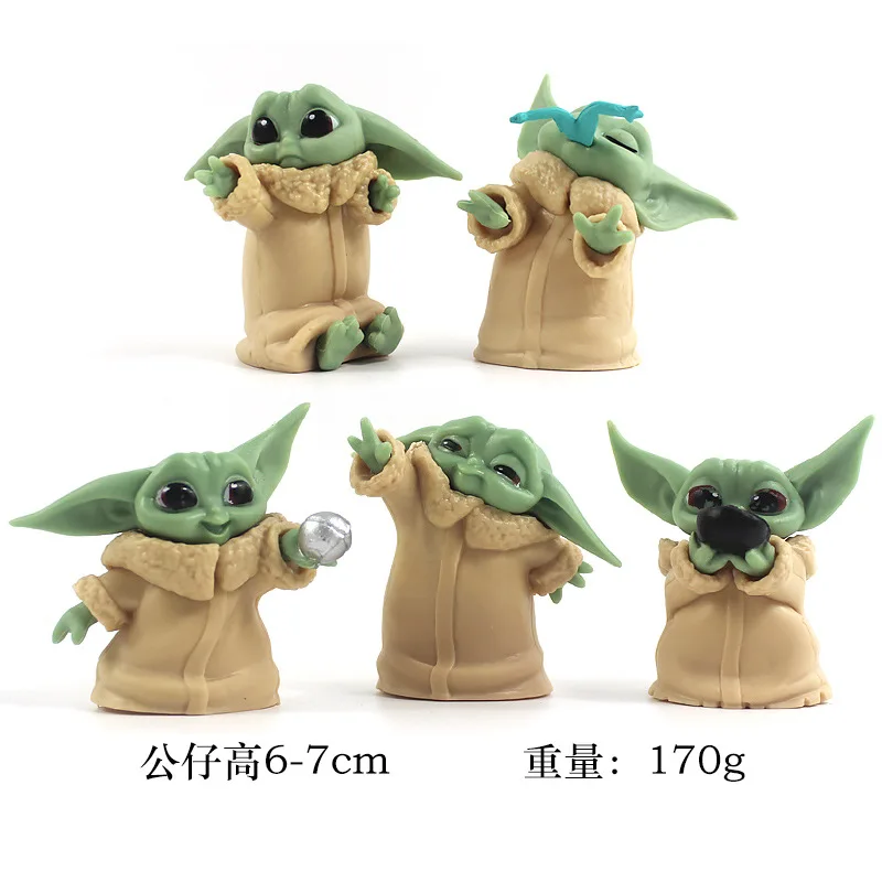 6pcs/set Baby Yoda Grogu Mandalorian Action Figure Toys 4-7cm Yoda Baby Action Toys Star Wars Figuras Hot Xmas Gifts